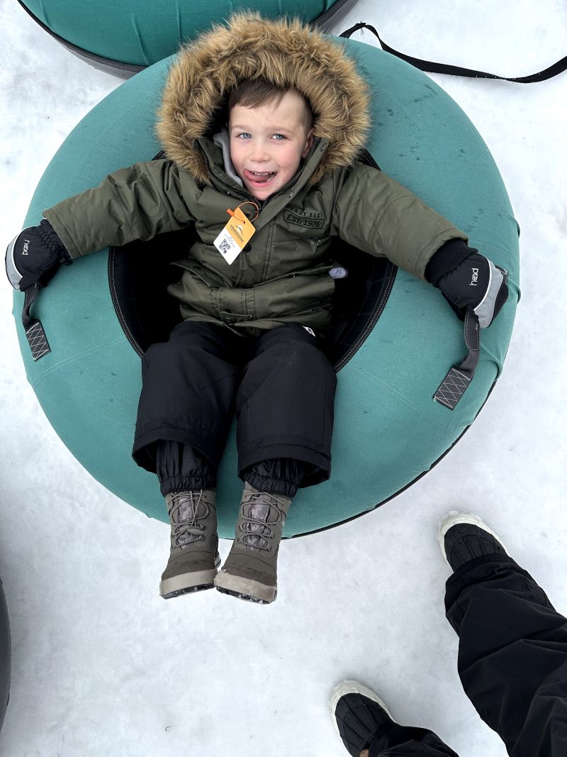 Dave's son snow tubing