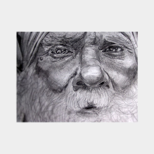 Pencil drawing of old man