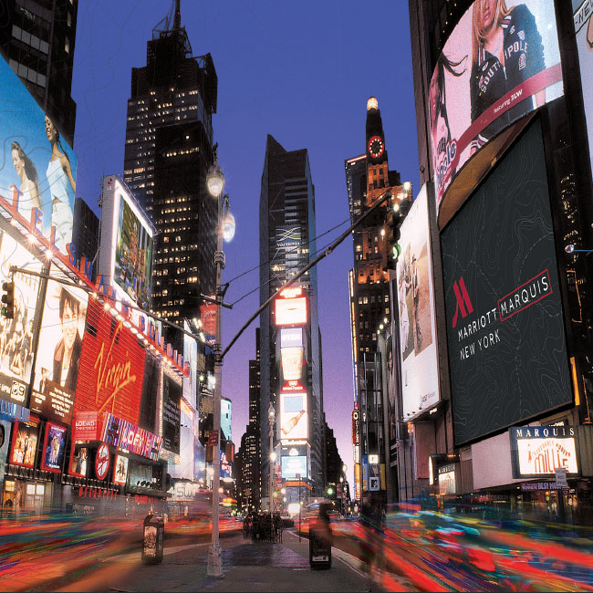 Marriott Marquis billboard design in Times Square