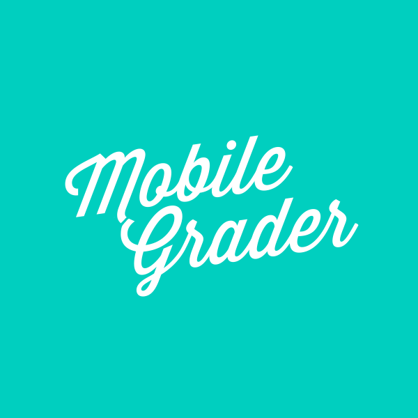 Mobile Grader logo design on teal