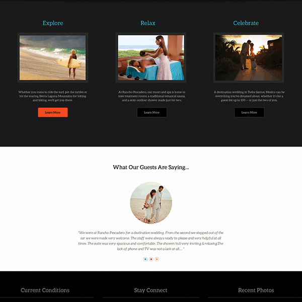 Rancho Pescadero Luxury Hotel website design calls to action