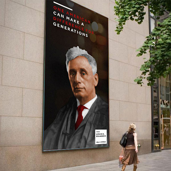 SBLI outdoor billboard design of vector illustration of Louis Brandeis