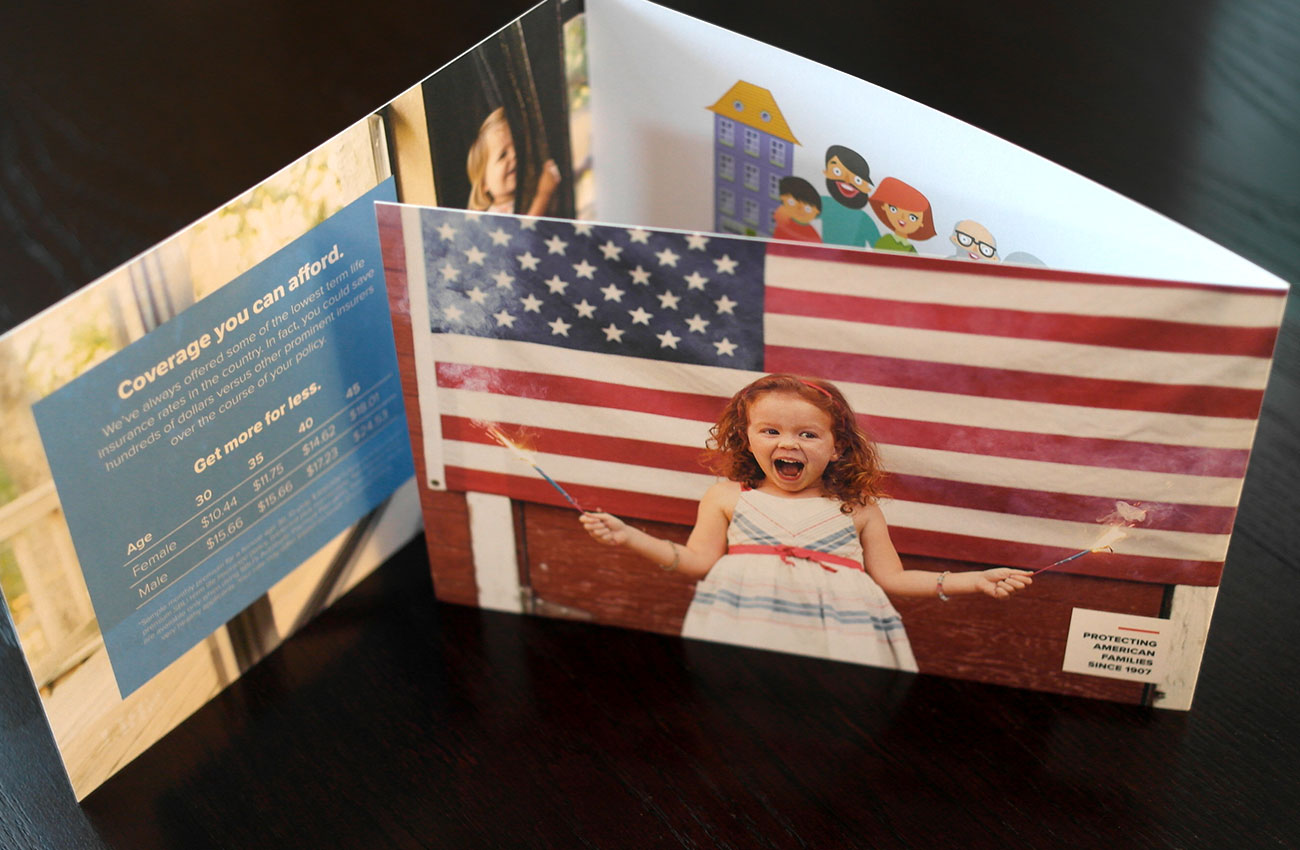 SBLI trifold direct mail for nationwide brand introduction